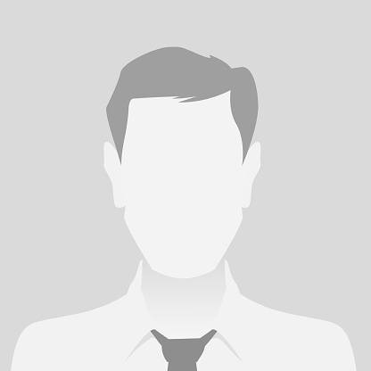 Person gray photo placeholder man in a shirt on gray background